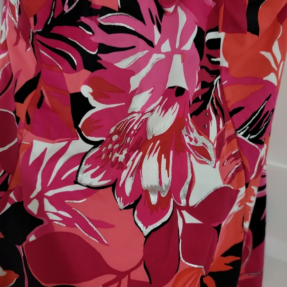 Swimdress Swimsuit Croft And Barrow Tropicana Bow Dress Floral Metallic Print - Picture 6 of 12